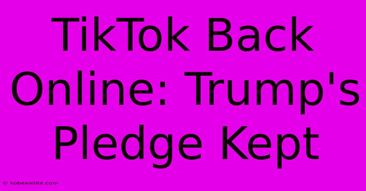 TikTok Back Online: Trump's Pledge Kept