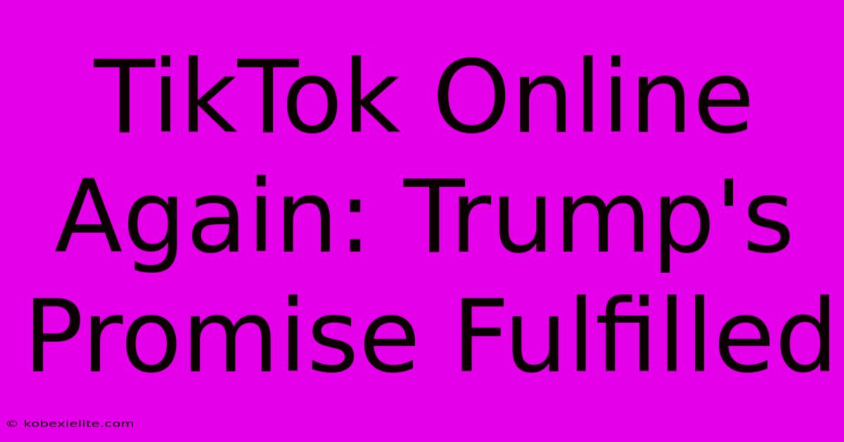 TikTok Online Again: Trump's Promise Fulfilled