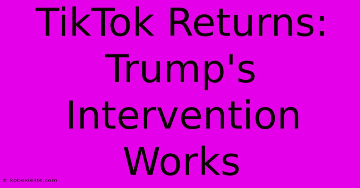 TikTok Returns: Trump's Intervention Works