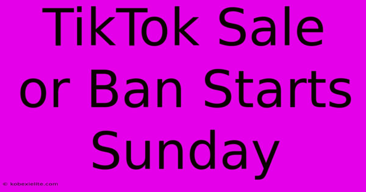 TikTok Sale Or Ban Starts Sunday