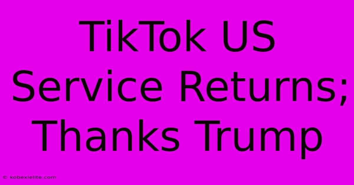 TikTok US Service Returns; Thanks Trump