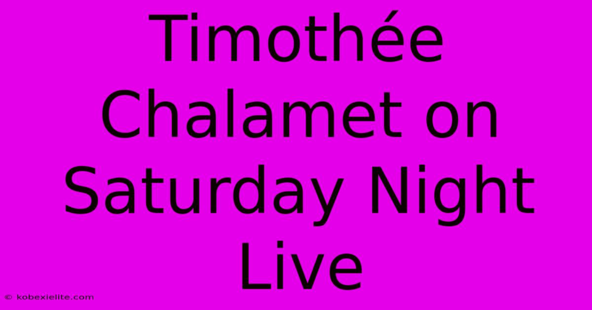 Timothée Chalamet On Saturday Night Live