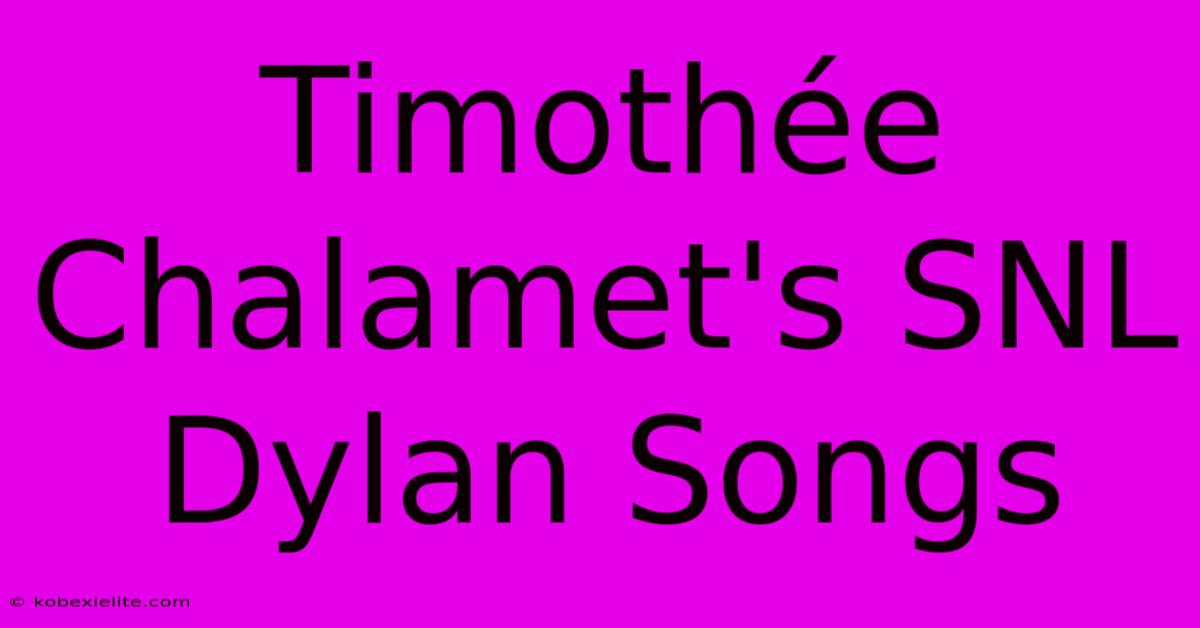 Timothée Chalamet's SNL Dylan Songs