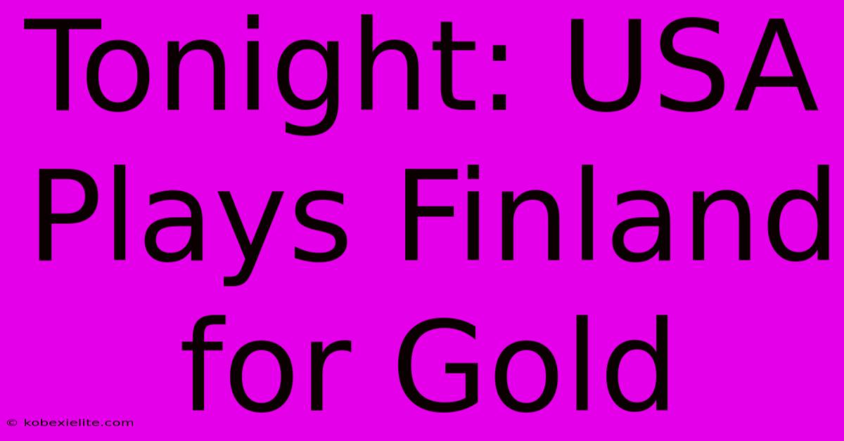 Tonight: USA Plays Finland For Gold