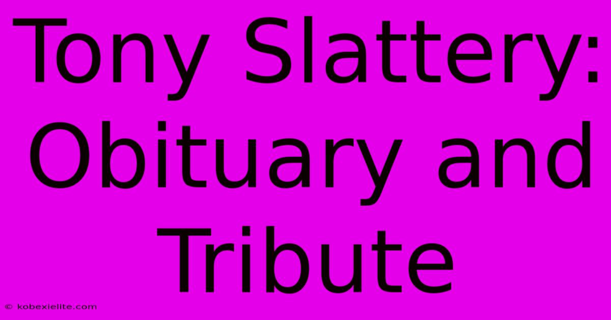 Tony Slattery: Obituary And Tribute