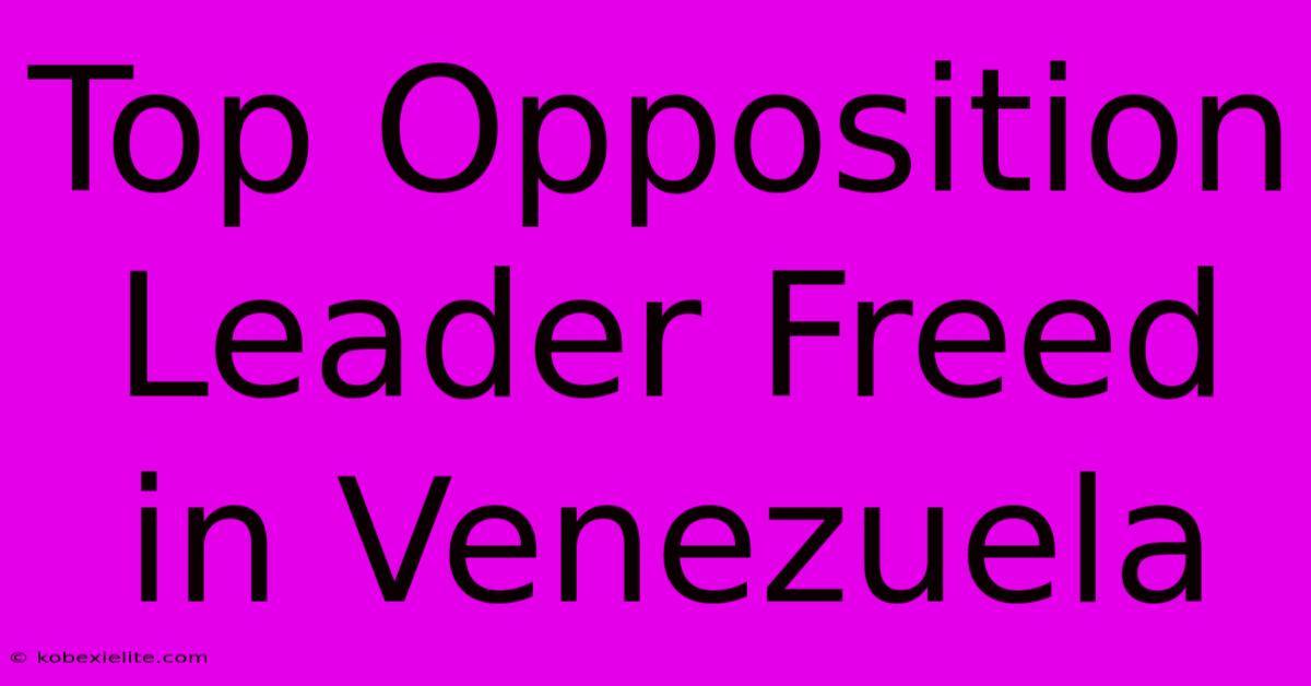 Top Opposition Leader Freed In Venezuela