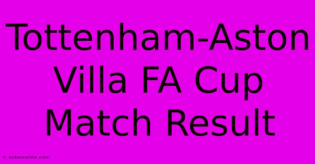 Tottenham-Aston Villa FA Cup Match Result