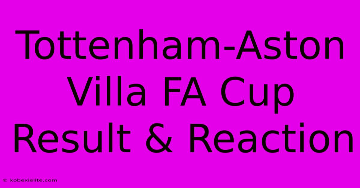 Tottenham-Aston Villa FA Cup Result & Reaction