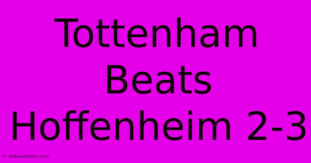 Tottenham Beats Hoffenheim 2-3