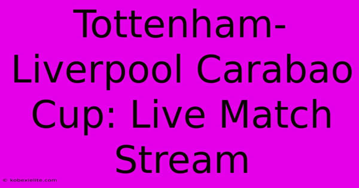 Tottenham-Liverpool Carabao Cup: Live Match Stream