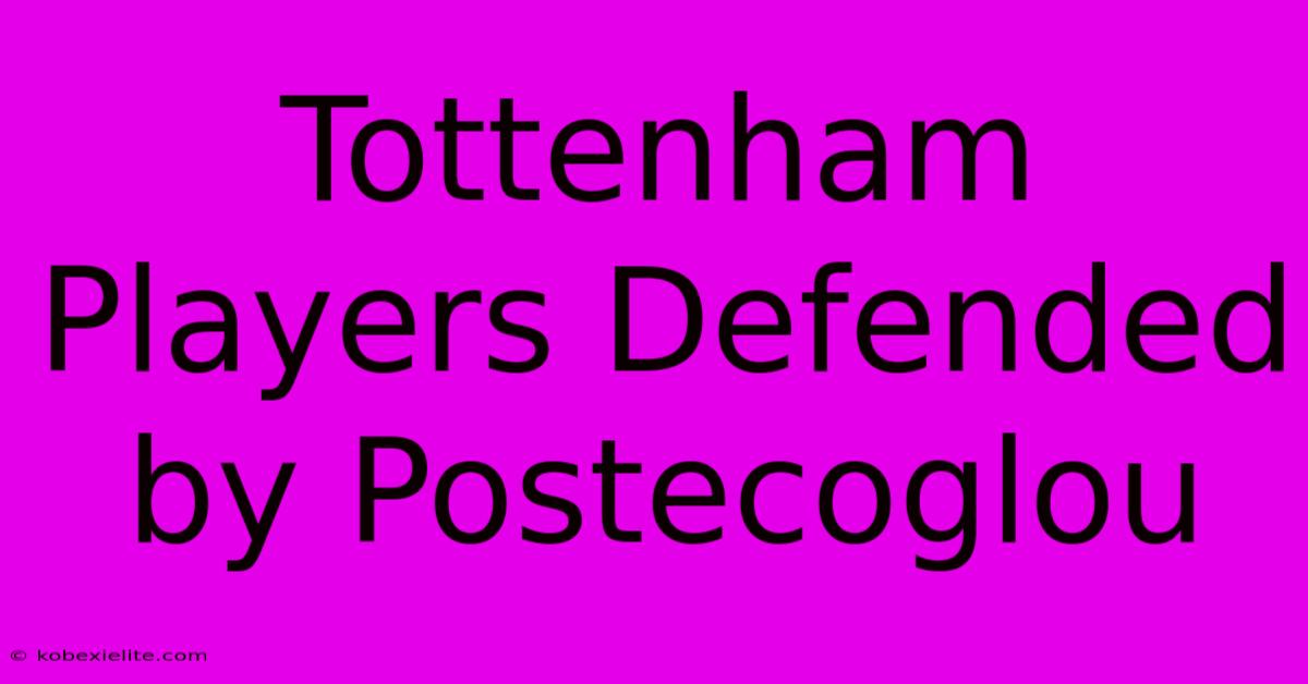 Tottenham Players Defended By Postecoglou