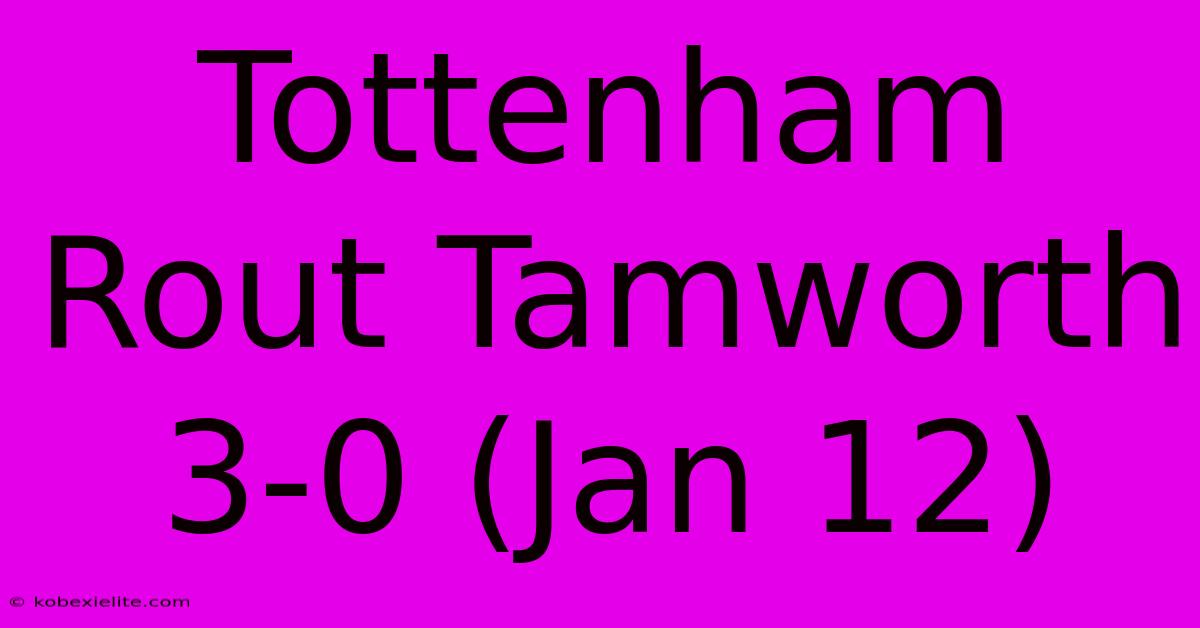 Tottenham Rout Tamworth 3-0 (Jan 12)