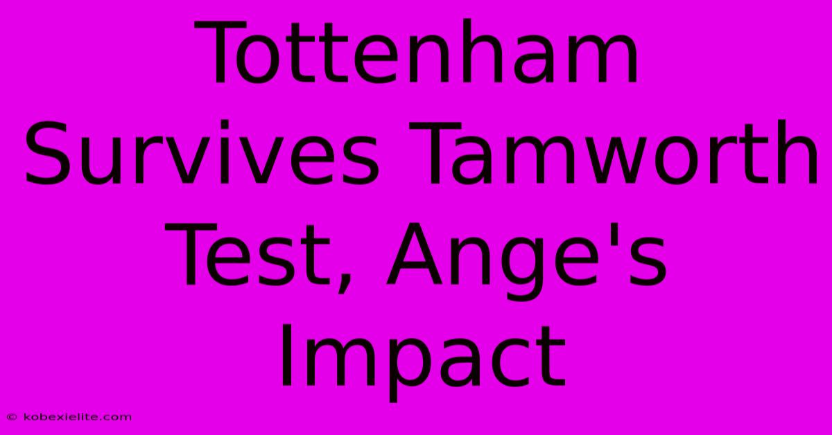 Tottenham Survives Tamworth Test, Ange's Impact