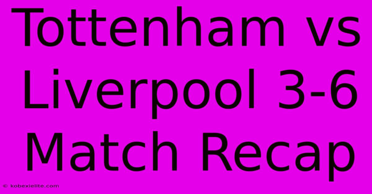 Tottenham Vs Liverpool 3-6 Match Recap