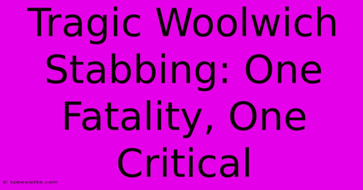 Tragic Woolwich Stabbing: One Fatality, One Critical