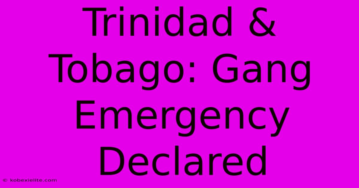 Trinidad & Tobago: Gang Emergency Declared