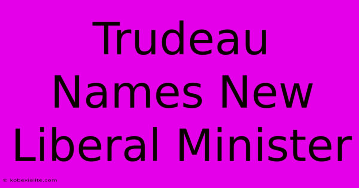 Trudeau Names New Liberal Minister