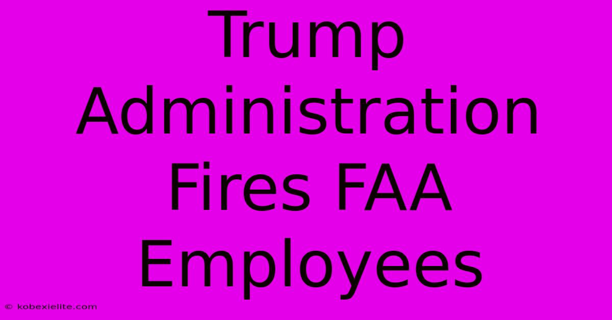 Trump Administration Fires FAA Employees