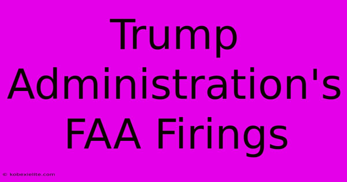 Trump Administration's FAA Firings