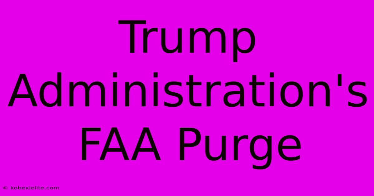 Trump Administration's FAA Purge