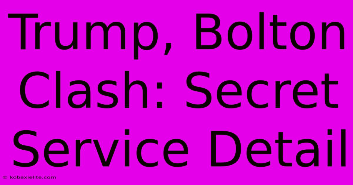 Trump, Bolton Clash: Secret Service Detail