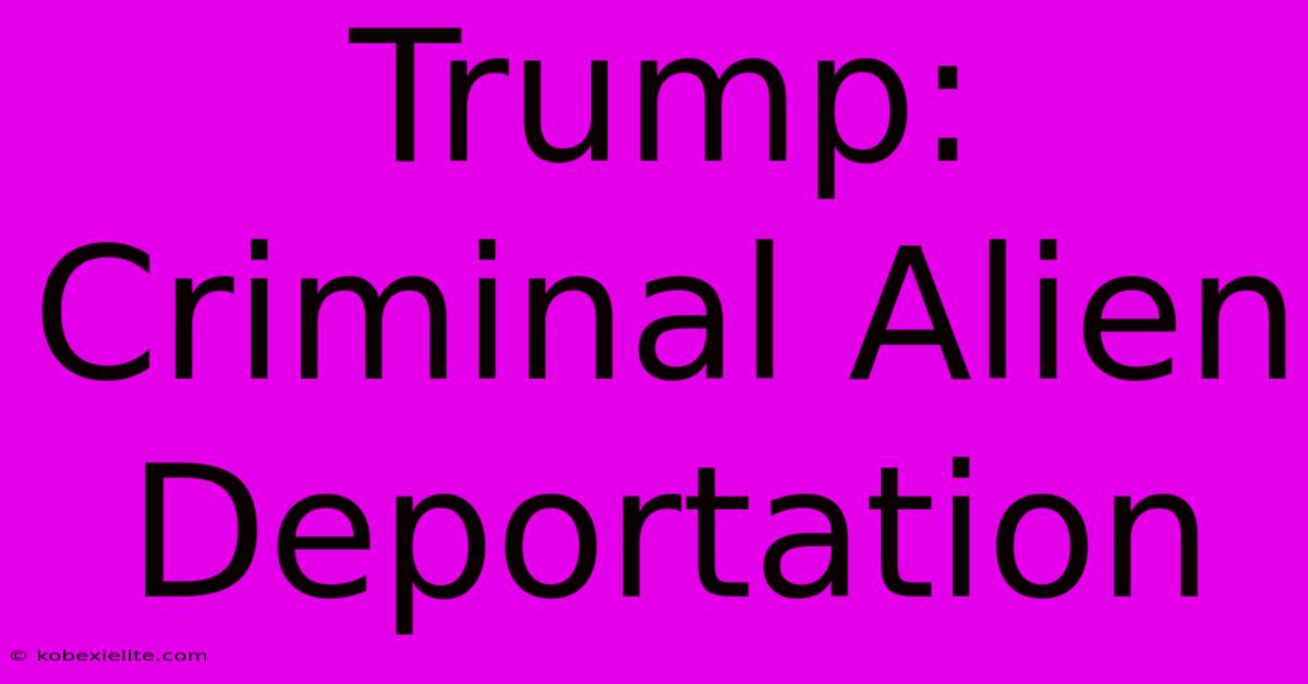 Trump: Criminal Alien Deportation