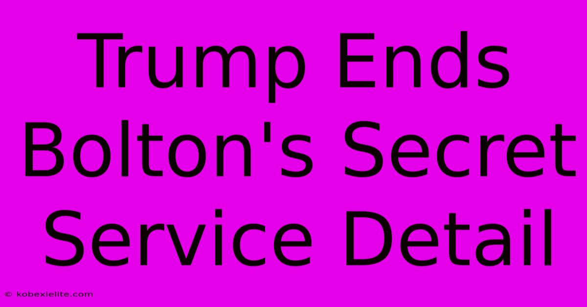 Trump Ends Bolton's Secret Service Detail