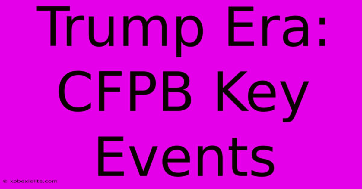 Trump Era: CFPB Key Events