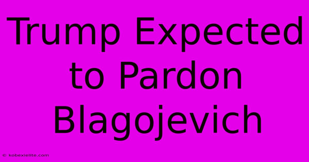 Trump Expected To Pardon Blagojevich