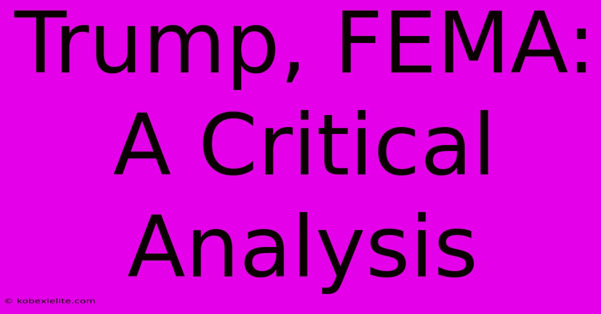 Trump, FEMA: A Critical Analysis