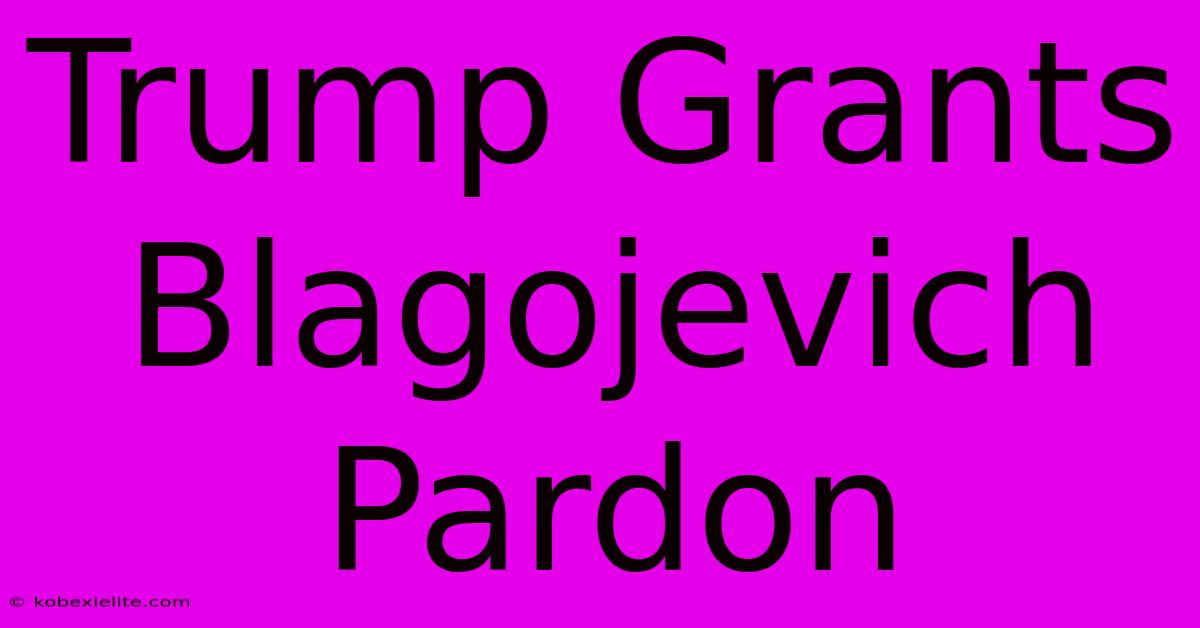 Trump Grants Blagojevich Pardon