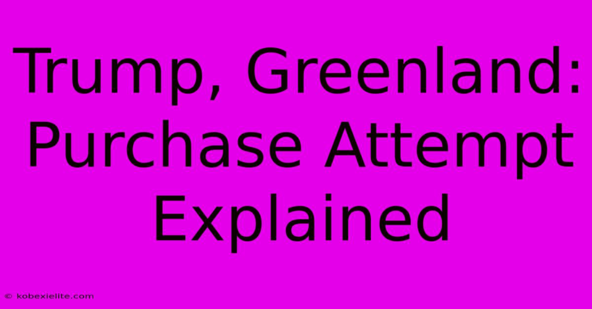 Trump, Greenland: Purchase Attempt Explained