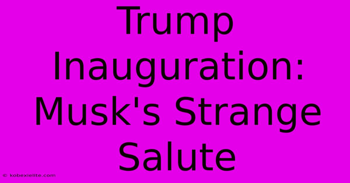 Trump Inauguration: Musk's Strange Salute