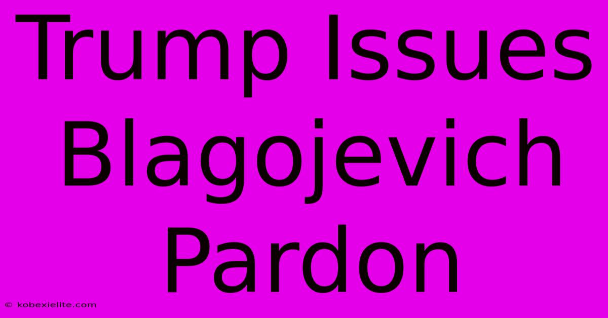 Trump Issues Blagojevich Pardon