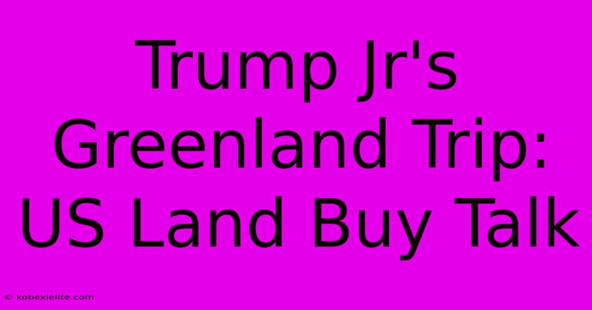 Trump Jr's Greenland Trip: US Land Buy Talk