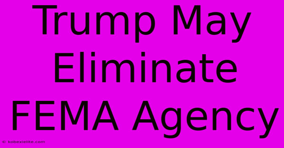 Trump May Eliminate FEMA Agency