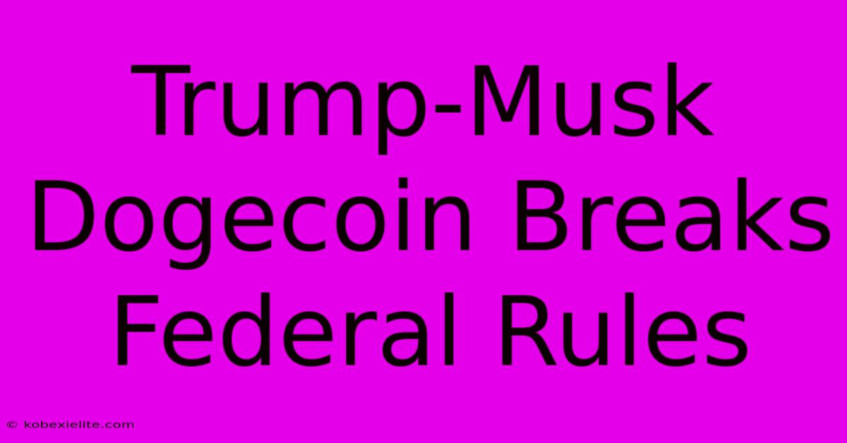 Trump-Musk Dogecoin Breaks Federal Rules