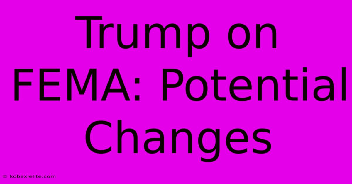 Trump On FEMA: Potential Changes