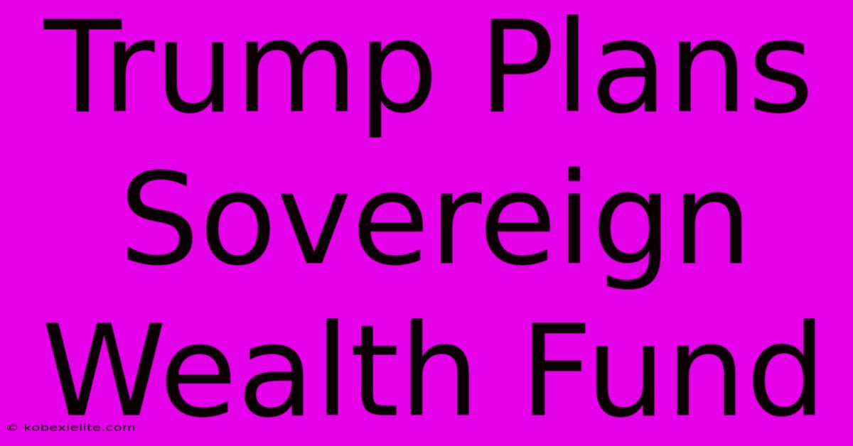 Trump Plans Sovereign Wealth Fund