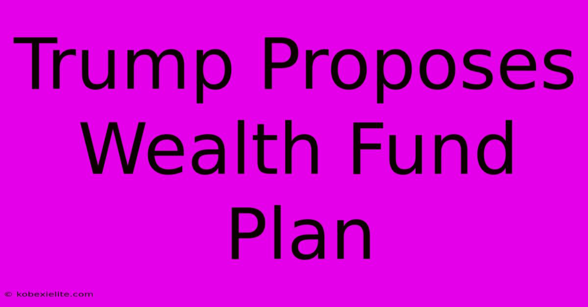 Trump Proposes Wealth Fund Plan