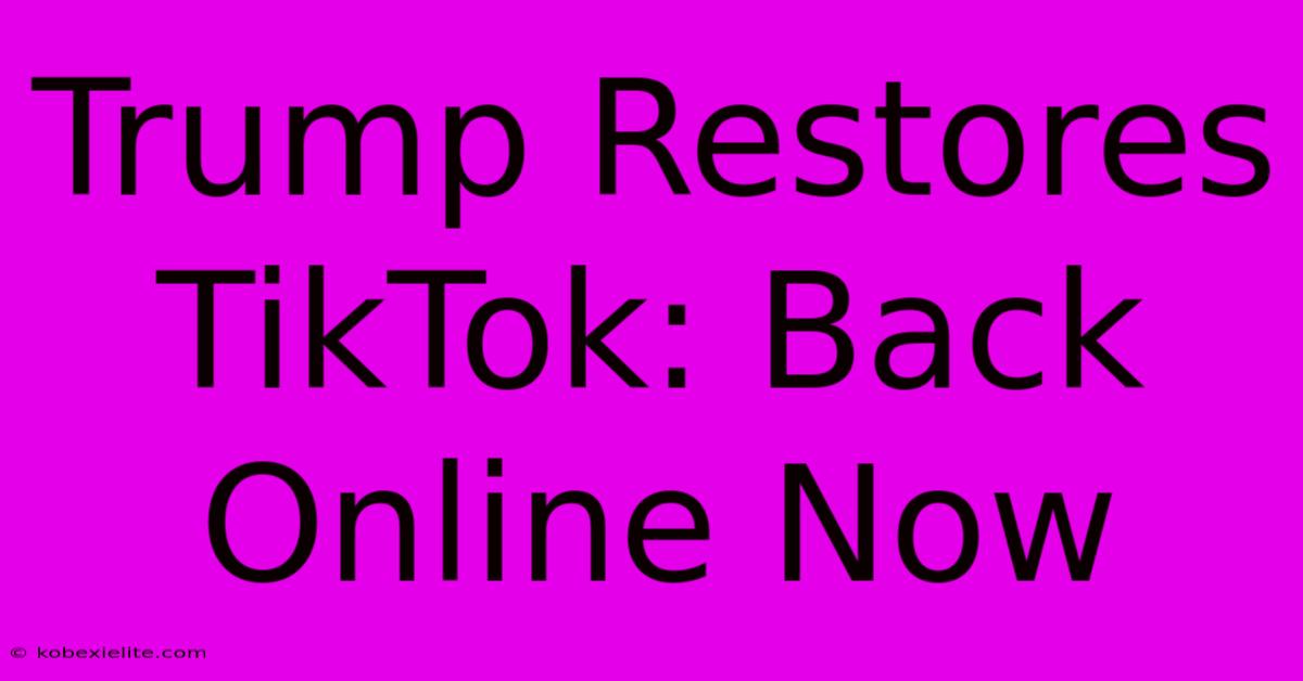 Trump Restores TikTok: Back Online Now