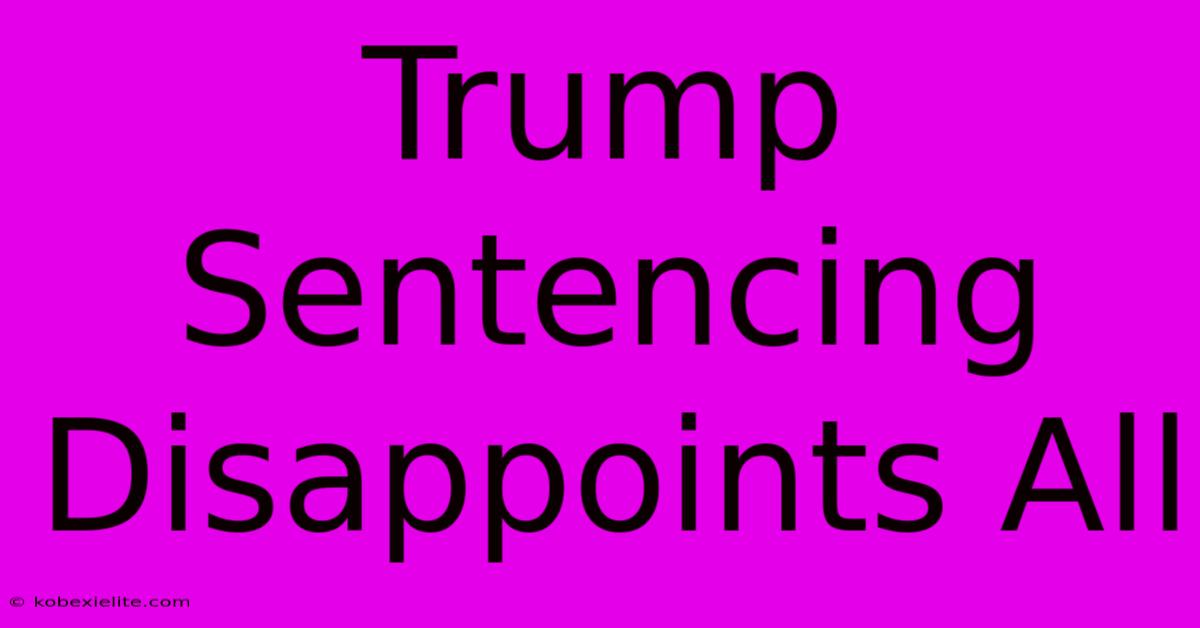 Trump Sentencing Disappoints All