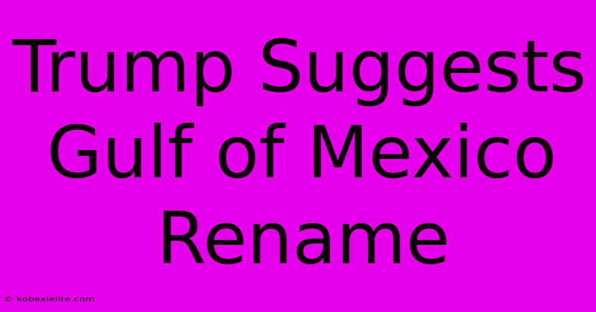 Trump Suggests Gulf Of Mexico Rename