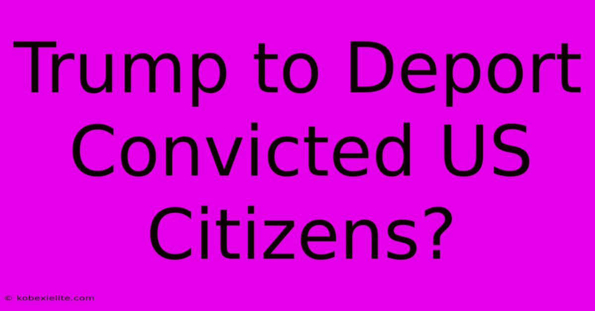 Trump To Deport Convicted US Citizens?