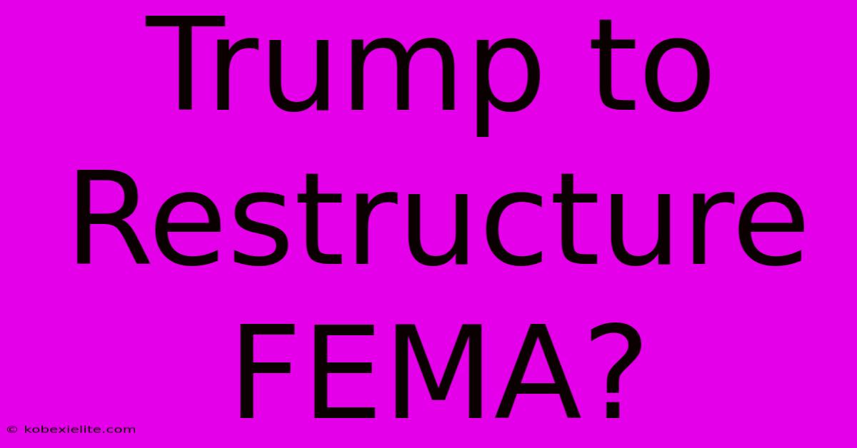 Trump To Restructure FEMA?