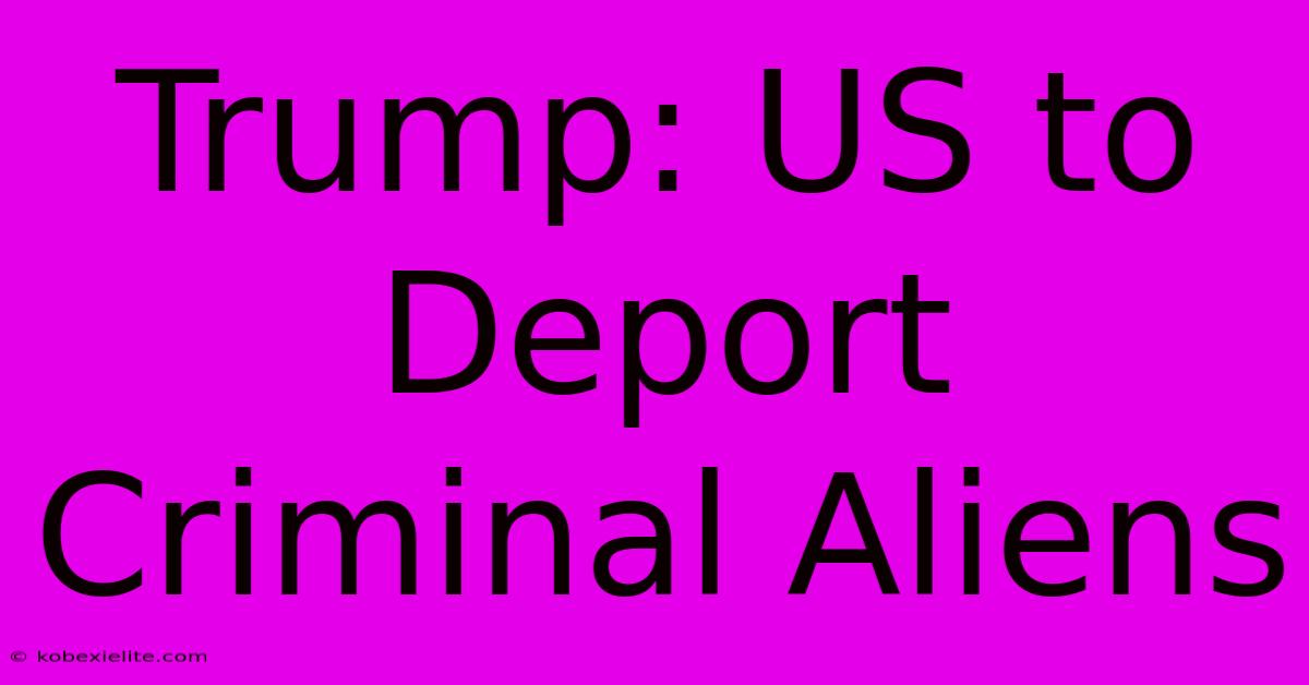 Trump: US To Deport Criminal Aliens