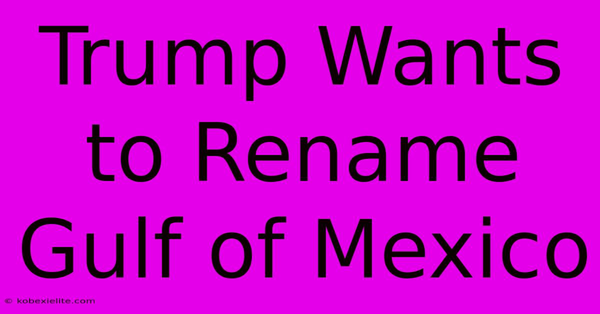 Trump Wants To Rename Gulf Of Mexico