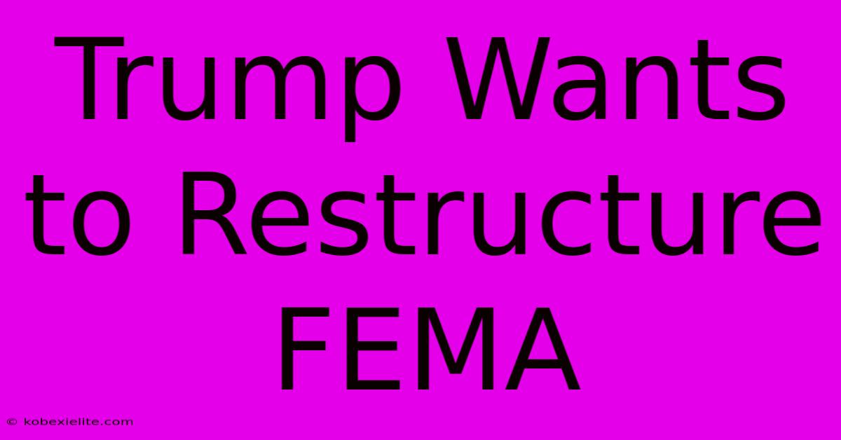 Trump Wants To Restructure FEMA