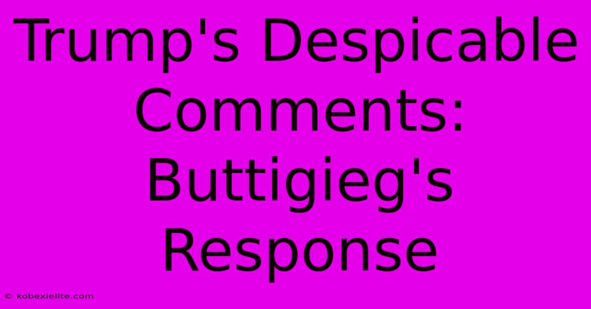 Trump's Despicable Comments: Buttigieg's Response