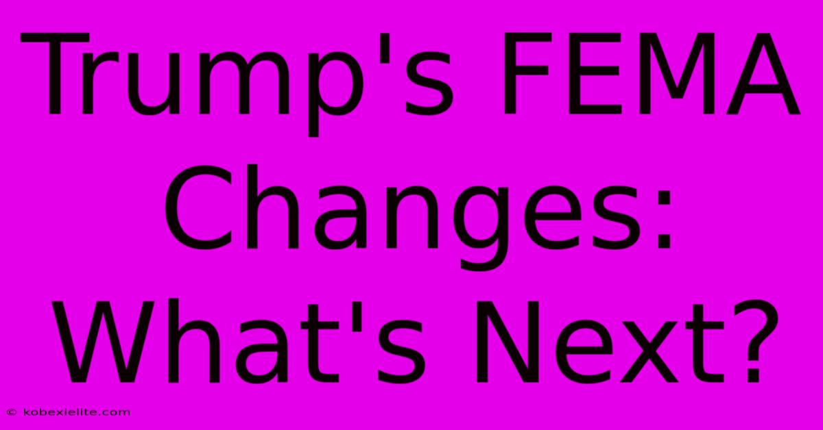 Trump's FEMA Changes: What's Next?